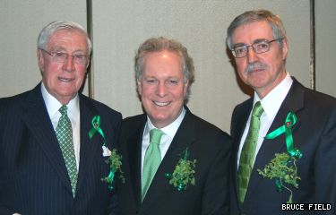 Seen above at the St. Patrick\'s Day luncheon where the donations were announced are Brian Gallery, Chair of the Canadian Irish Studies Foundation, Premier Jean Charest, and Michael Kenneally, Director of the Centre.